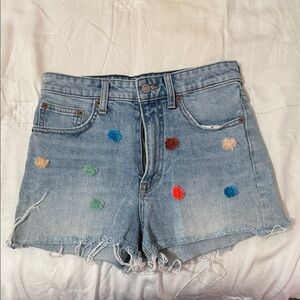 Lucky Brand Blue Jean Shorts with Colorful Embroidery